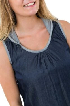 Tunique Gina -Ethno Style Soldes tunique robe courte jean denim sans manche capuche de lutin gina 3